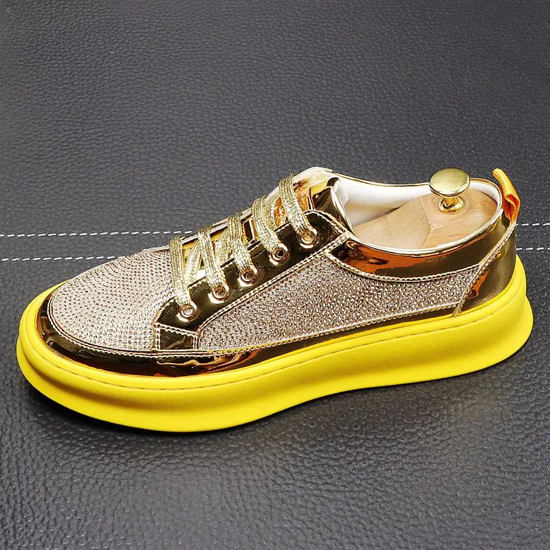 CuddlyIIPanda New Arrival Men Fashion Casual Shoes Spring Autumn Thick Bottom Youth Trending Male Luxury Designer Bling Sneakers