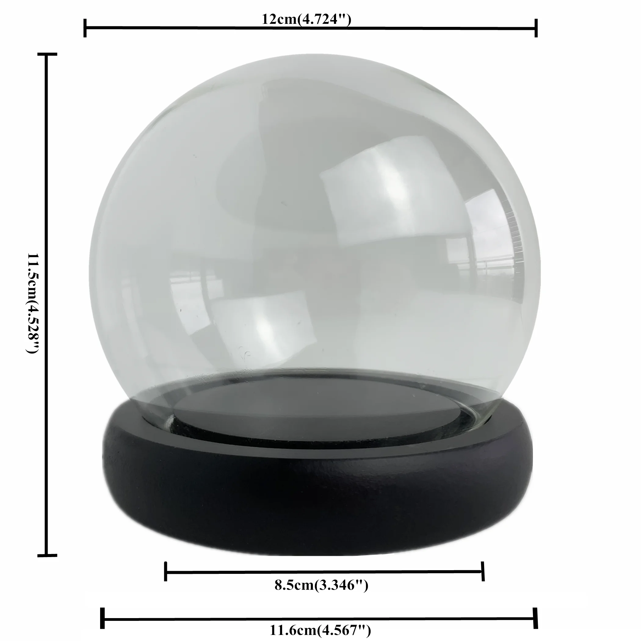 DIY Glass display dome cloche Decoration empty snow globe dome with wooden base Art collection cover for Anime figure