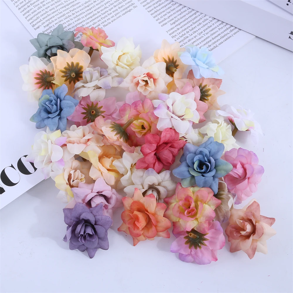 10/20/30Pcs Artificial Flowers Silk Rose Head For Home Decor Wedding Wall Decorations DIY Christmas Garland Scrapbooking Craft