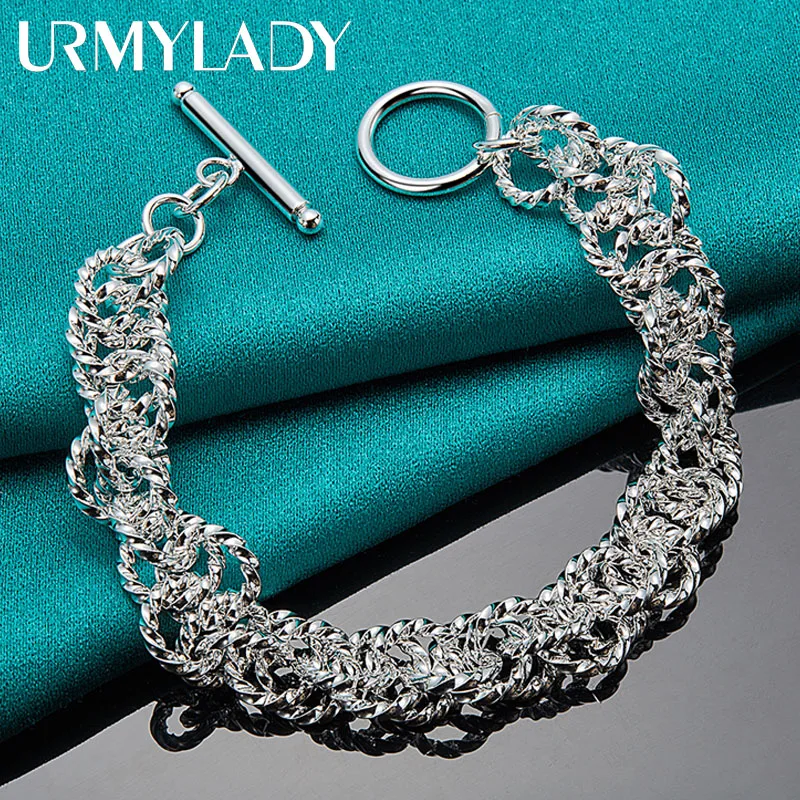 URMYLADY 925 Sterling Silver Charm Chain Bracelet For Women Wedding Party Exquisite Fashion Jewelry