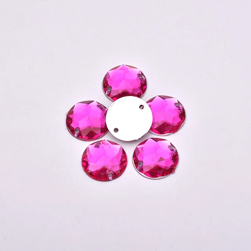 JUNAO 8 10 12 14 16 mm Mix Color Acrylic Crystal Rhinestones Applique Sewing Clothes Round Shape Flatback Strass For Needlework