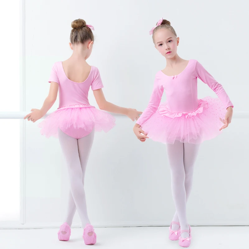 Girls Ballet Tutu Dress Ruffle Trim Dot Tulle Dress Kids Princess Dress Korean Gauze Skirt Full Cotton Girls Fluffy Dress