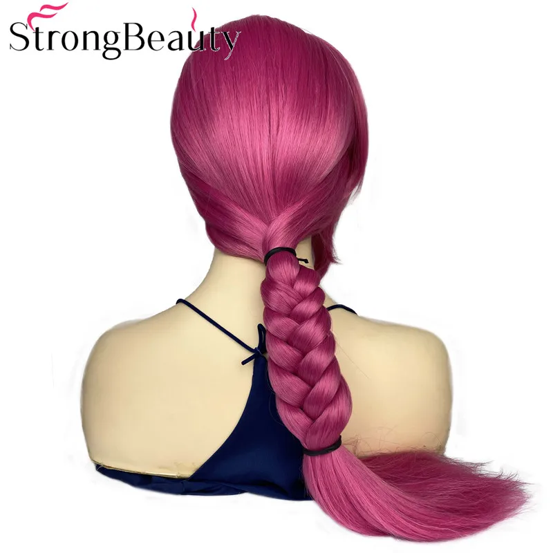 سترونج بيوتي طويل العقرب جديلة الجمال وأشار الوردي شعر مستعار تأثيري حفلة بيروكات صناعية مقاومة للحرارة شعر الهالوين