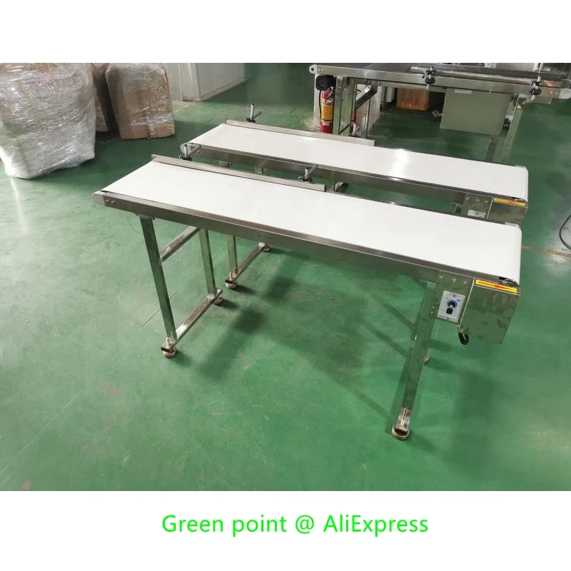 Adjustable Speed 304# Stainless Steel Food Conveyor 60W Motor 1500mm (L) x400mm (W) x750mm (H)  Adopts White Food Grade PU Belt