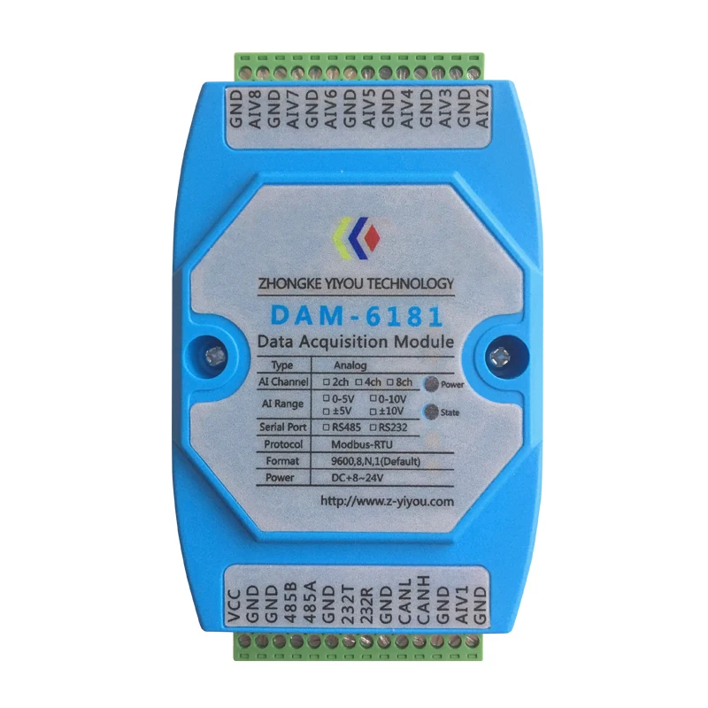 

Analog Quantity Acquisition Module 5V 10V Voltage Signal Input Modbus High Precision 16 Bit RS485 RS232