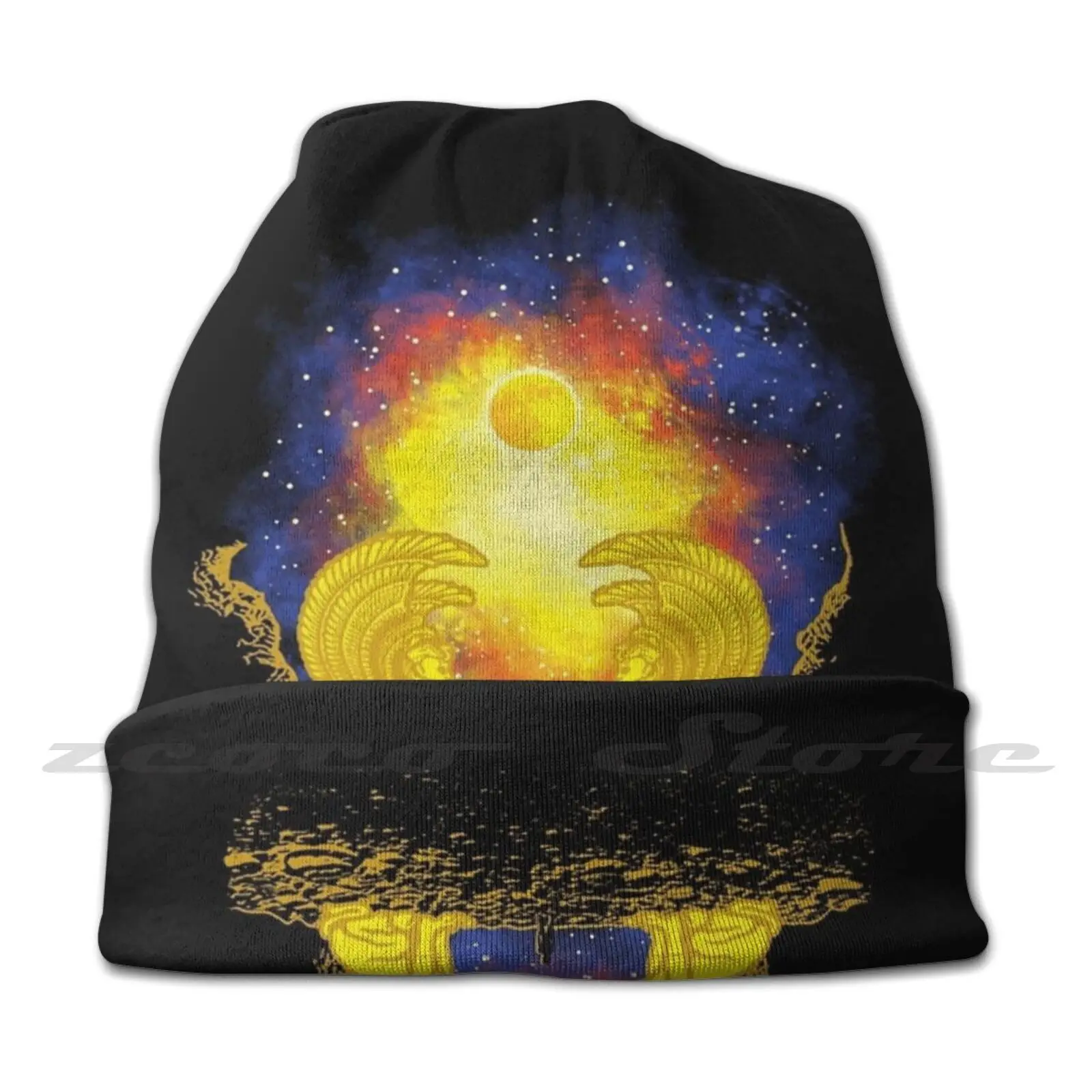 The Sphinx Gate Knit Hat Hedging Cap Soft Elasticity Outdoor Sports Leisure Fantasy Scifi Sphinx Moon Stars Galaxy Space