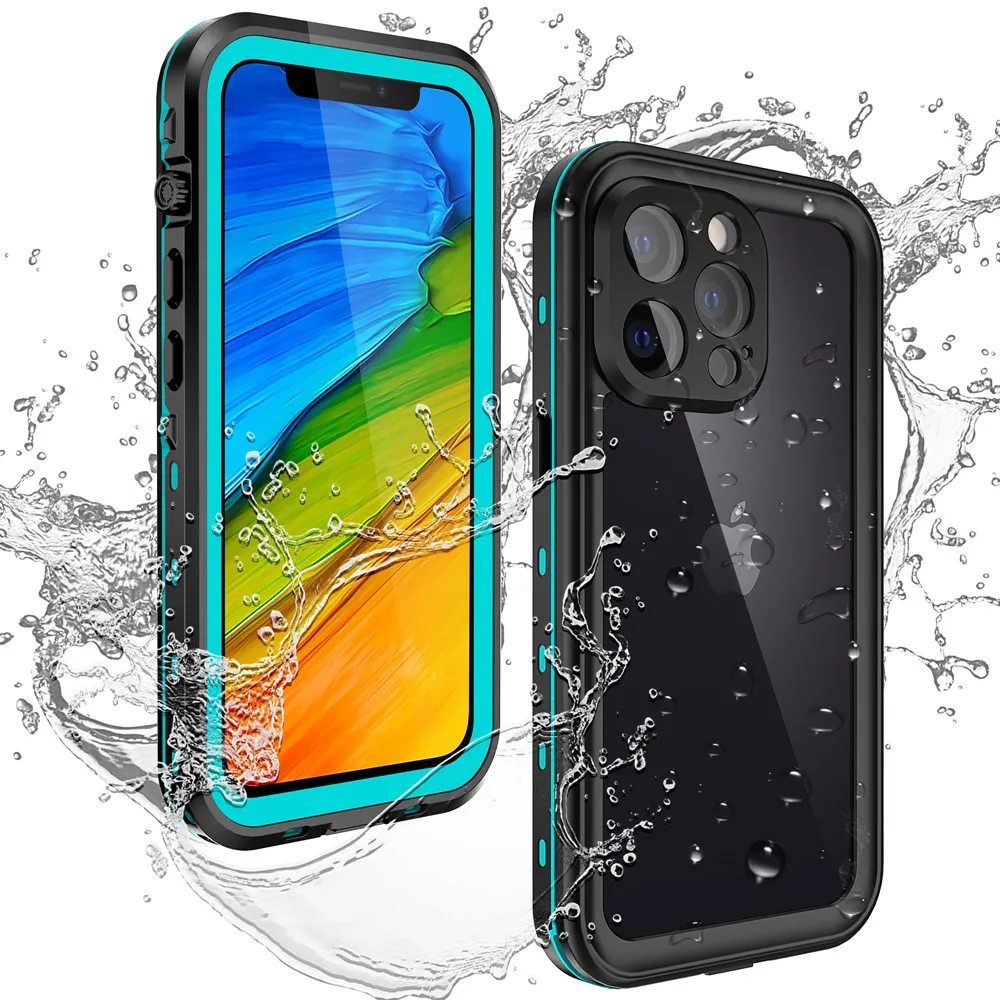 360 Full Protective Waterproof Case For iPhone 14 Pro Max Plus 13 12 11 Extreme Underwater Diving Transparent TPU+PC Phone Cases