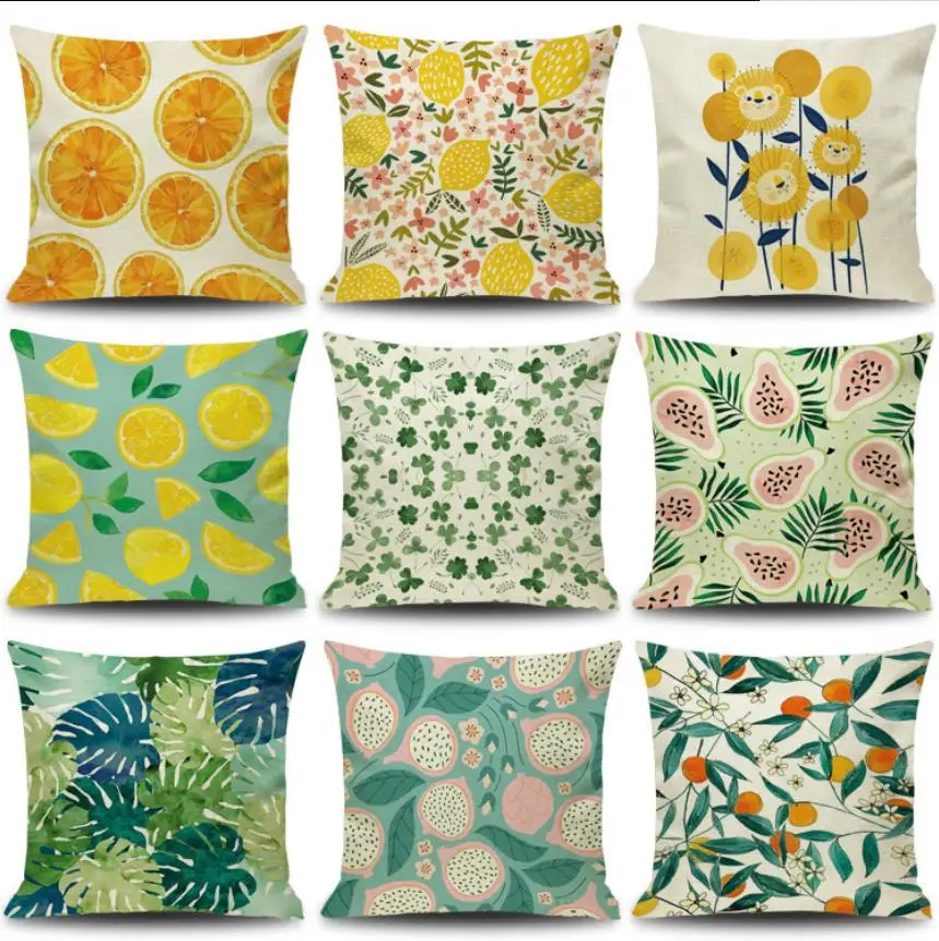 Modern Geometric Floral Cushion Pillowcase Colorful Plants Decorative Throw Pillow for Home Decoration Sofa Cushions Customized