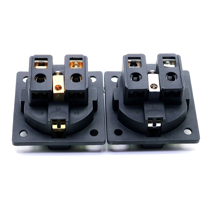 1pcs Hifi Audio AMp  Rhodium Gold Neutral FI-E30 AC 250V 16A EU Euro Schuko 2 pin IEC inlet Power plug Chassis socket