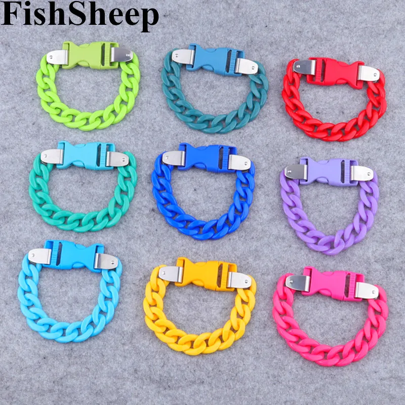 FishSheep2021 Trend Colorful Acrylic Link Chain Buckle Bracelets For Women Men Big Punk Chunky Chain Bangle Fashion Jewelry Gift