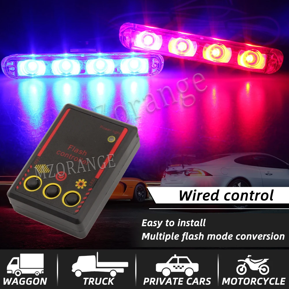 2x4 LED Car Truck FSO Flashing Firemen Automobiles Strobe Warning Police Light Ambulance Emergency Flasher DRL Car Accessories
