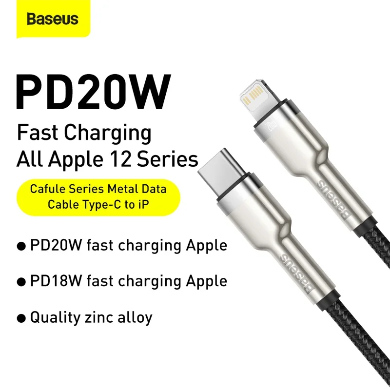 Baseus PD 20W USB C Cable For iPhone 14 13 12 Pro Max 11 X Fast Charging For iPad Air 4 Type C USBC Charger USB-C Date Wire Cord - Detail 1
