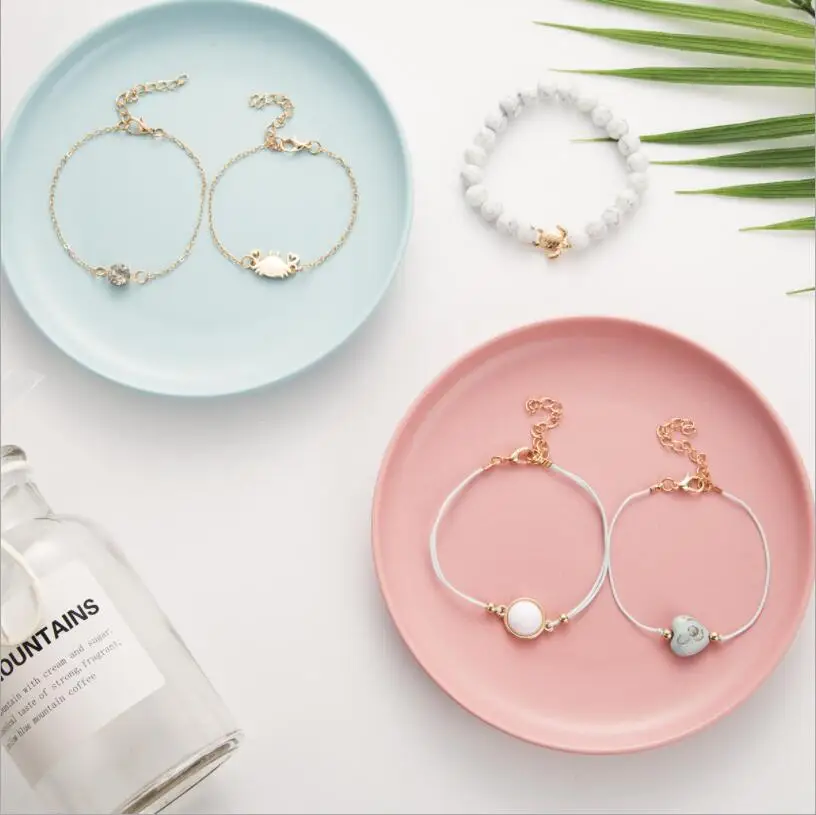 5 قطعة/المجموعة البوهيمي الخرز سحر أساور مجموعة الذهب اللون كراب السلاحف القلب أساور أساور للنساء مجوهرات S2329 #3