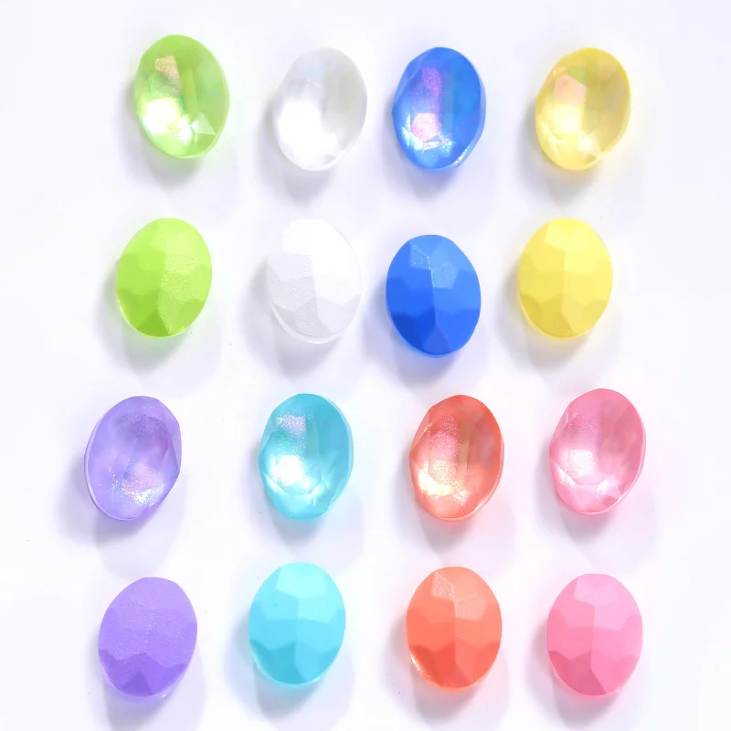 Astrobox 6x8mm Aurora Oval Glass Crystal Stone Pointback Colorful Nail Art Rhinestone Manual DIY Nail Accessories Jewelry Making