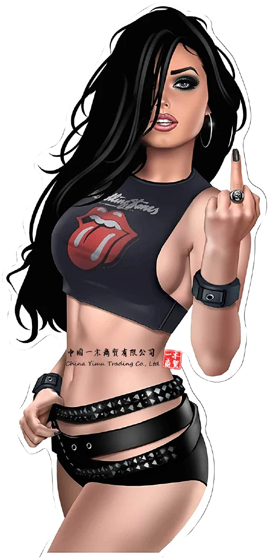 Rock Girl Car Sticker Approx Pinups Sexy Girls Retro Motorcycle Moped Truck Motorhome Rocker Rock Roll Leather Music Bands