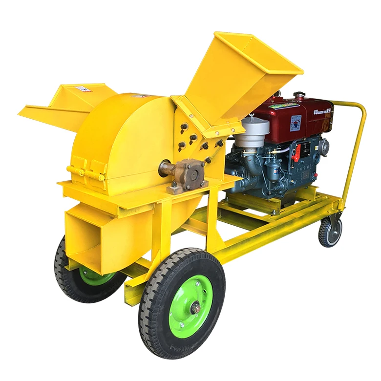 ที่มีประสิทธิภาพ15HP ดีเซลถังคู่ไฟฟ้า Multifunctional ไม้ Shredder Orchard Shredder สาขาไม้ไผ่ไม้เครื่องย่อยเอกสาร
