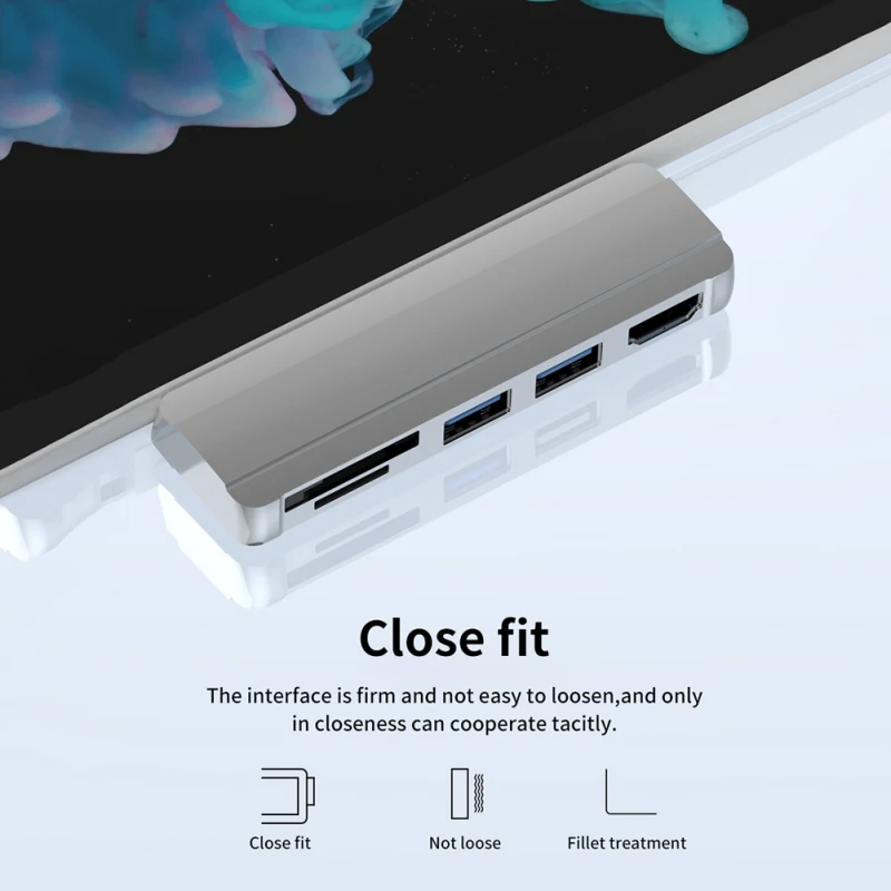 5-em-1 hub usb para a superfície pro docking station hdmi-tela de projeção hd compatível para sd/tf leitor de cartão expansão usb3.0 doca