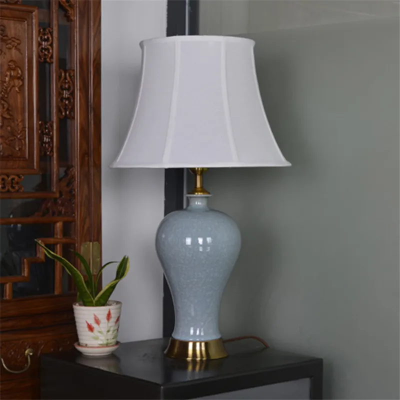 Plum Vase Ice Cracks Chinese Style Ceramic Table Lamp For BedRoom Bedside Living Room Foyer Study Desk Reading Night Light TD033