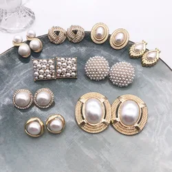 Geometric Cute Pearls Stud Earrings Statement Round Square Imitate Pearls Pierced Party Wedding Alloy Jewelry