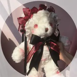 Oryginalna torba Lolita Bloody Bear w ciemnym kolorze w stylu gotyckim plecak Lolita miękka siostra łuk torba Cross-Body Cos