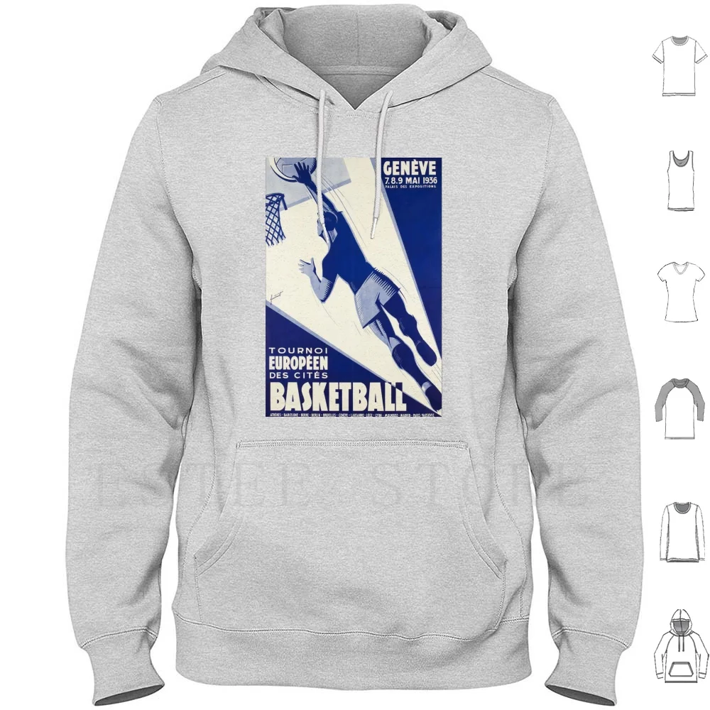 

Noel Fontanet-Basketball , Tournoi Européen Des Cités , 1936 , Art Deco Poster Hoodie Long Sleeve 1920 1930 1920s 1930s Art