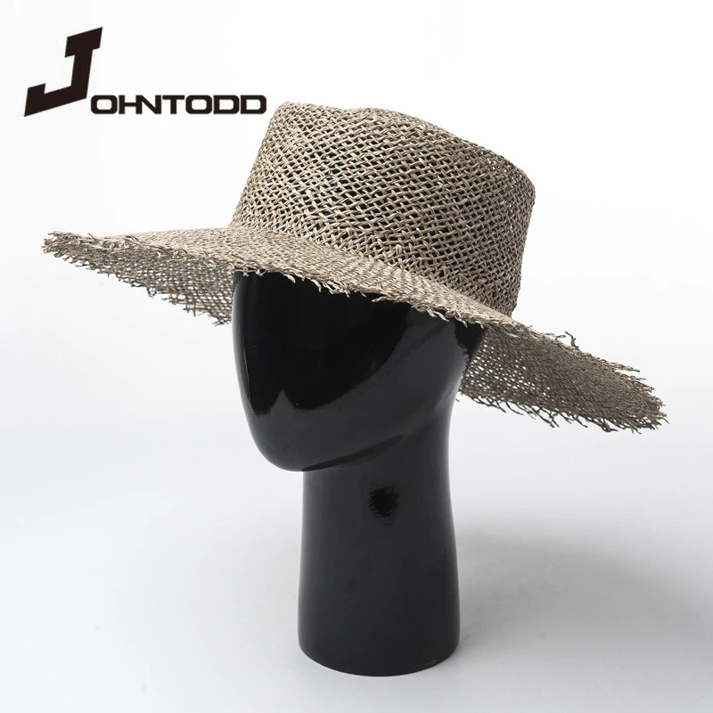 New Summer Hat Women's Wide Brim Breathable Green Straw Hat French Hollow Cool Travel Vacation Beach Sun Hat  wide brim hat cap