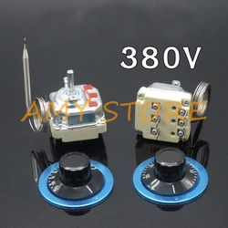 1Pc 6Pin 3Phase 380V 16A 30-110C 50-300C Adjust Knob Probe Temperature Controller Capillary Thermostat Switch Boiler Tank Heater