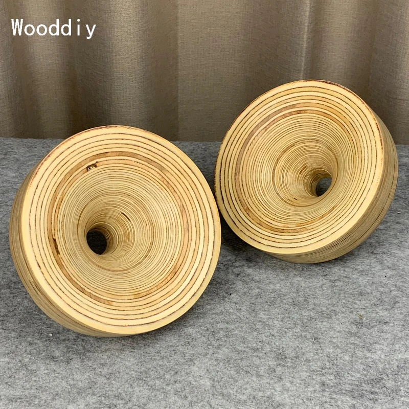 Wooddiy 1inch Throat Wooden Horn One Pair 6/8/10 Inch Speaker Empty Wood Horn Birch Plywood Spharisches Shell Round Horn