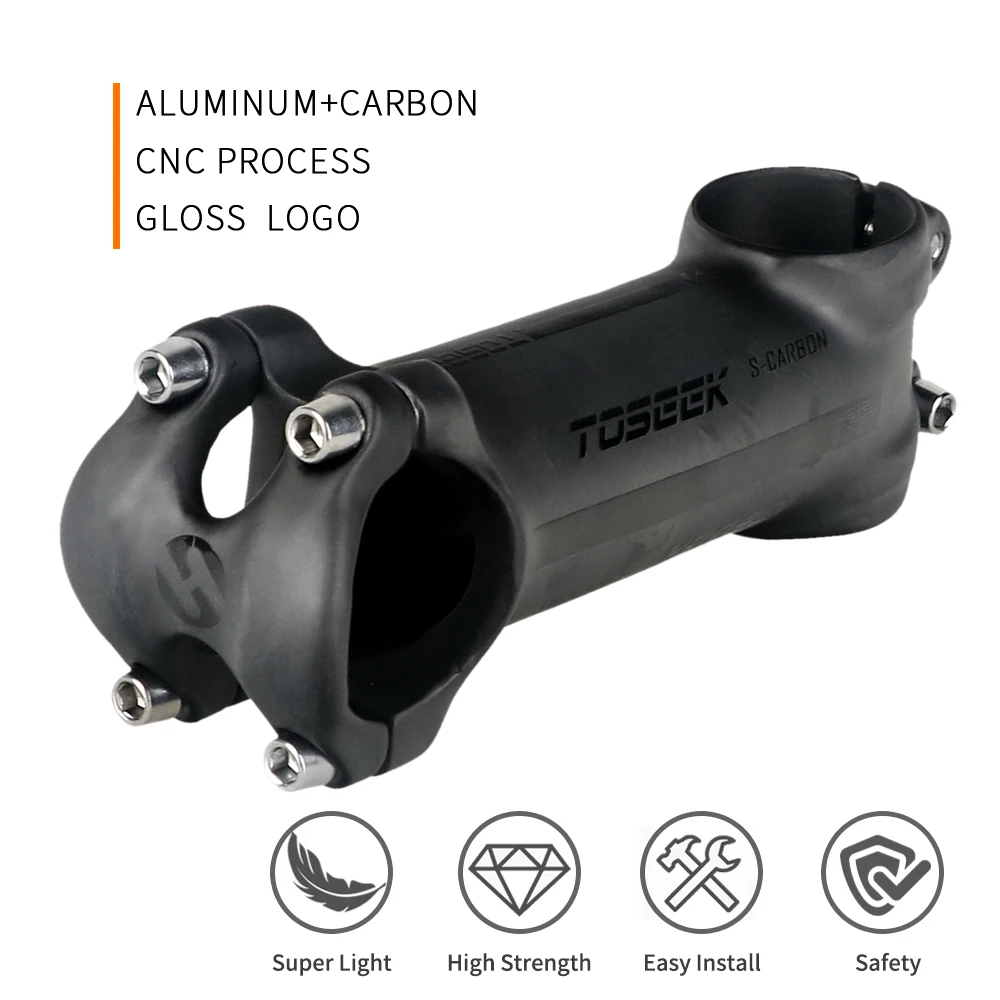 TOSEEK Ultralight Bicycle Handlebar Stem 7 Degree Mtb Stem Carbon Full Coverage Power Mtb 31.8mm Bike Stem Riser Bicycle Parts