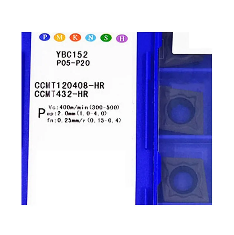 Inserti di tornitura del carburo di CNC di uso efficiente e durevole 10 pz/scatola di CCMT CCMT060204-53 AHF EM HR TC per tornio