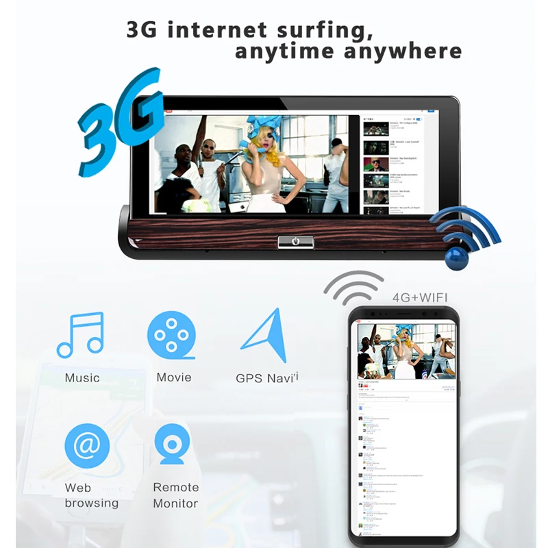 7 بوصة 4G أندرويد 8.1 نظام تحديد المواقع والملاحة سيارة DVR داش كاميرا مسجل فيديو RAN 1GB + 16GB ROM واي فاي بلوتوث عدسة مزدوجة النسخة الليلية #5