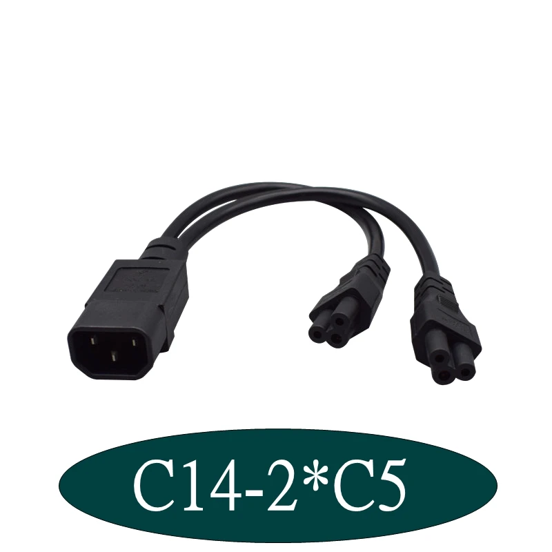 IEC320 C14 C8 To 2X C7 C5 C13 Y Split AC Power Cord, IEC Figure 8 Male To 2 Female 1 In 2 Out AC Power Cable 30cm Black