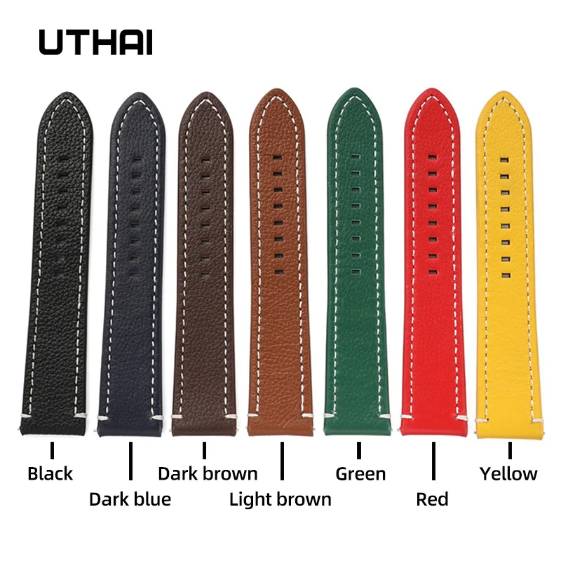 UTHAI Z15 Business Men Watchbands 100% Calf Leather Strap WatchBand 18mm 20mm 22mm 24mm Watch Accessories Wristband Smart Watch