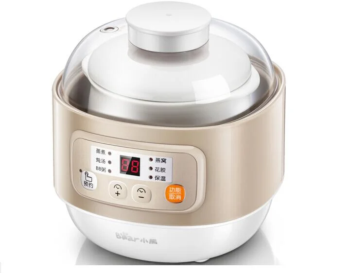 bear HOUSEHOLD min electric SLOW cooker DDZ-A08D1 Ceramic liner 0.8L breakfast machine porridge stew soup egg HOME baby food diy