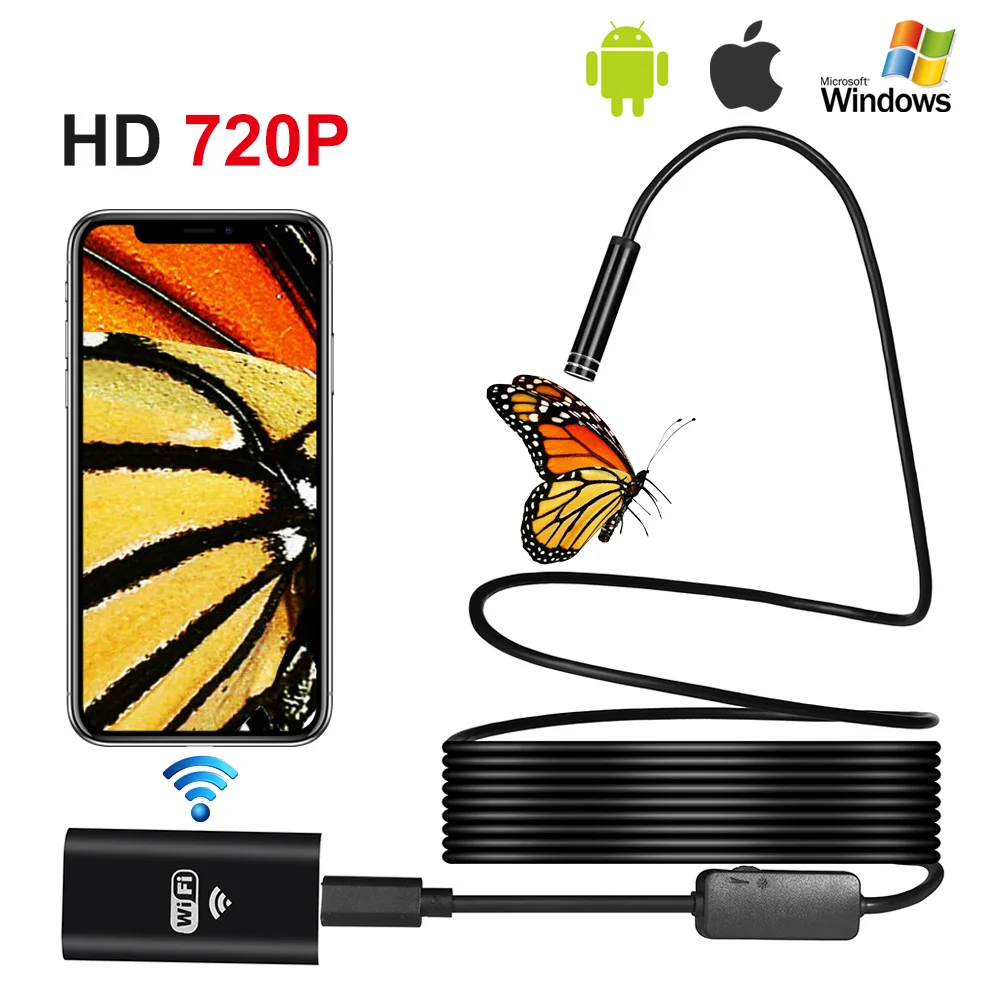 

Android ios Endoscope Wireless Inspection Endoscope Camera Phone PC Borescope Mini Camera Led Light Video Record Take Photos