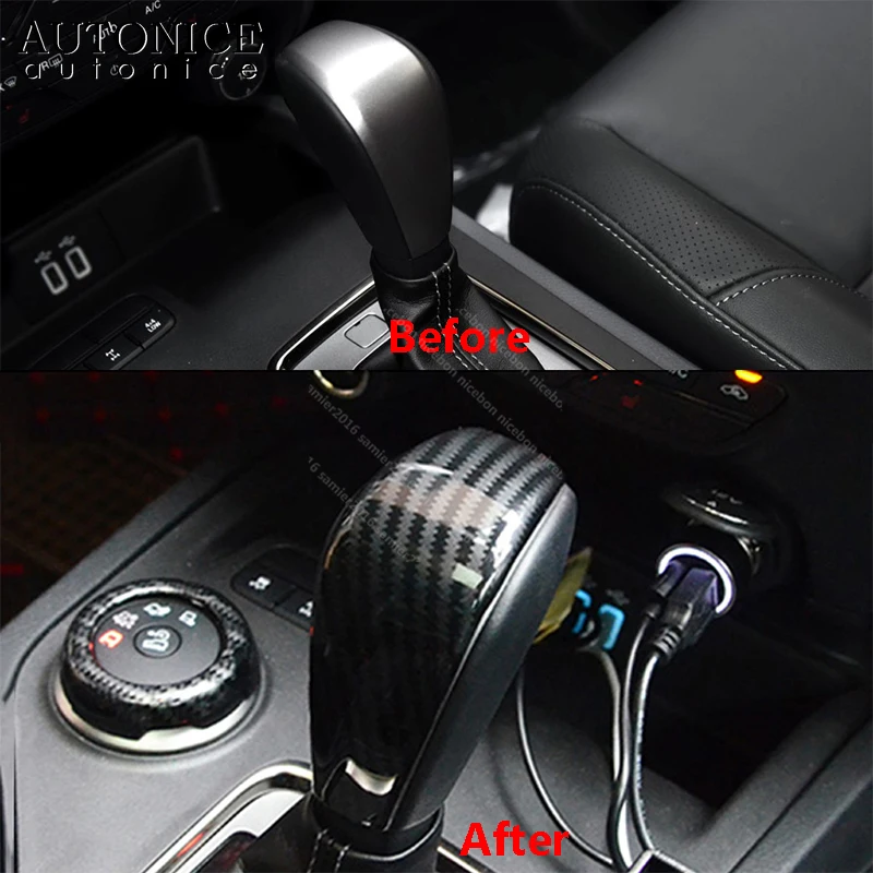 Fit for Mazda BT-50 BT50 2012 2013 2014 2015 2016 2017 2018 2019 2020 AT Carbon Fiber Color Gear Shift Knob Decorator Cover