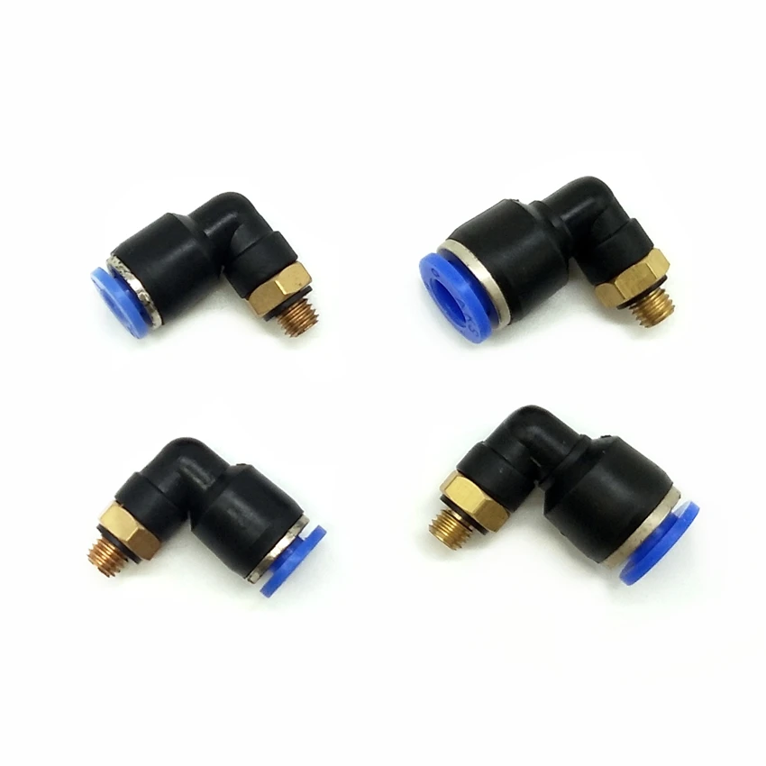 10pcs/ lot Pneumatic Fittings Thread Size M5 L Type Fitting Tube OD 4mm 6mm 8mm PL4-M5 PL6-M5 PL8-M5