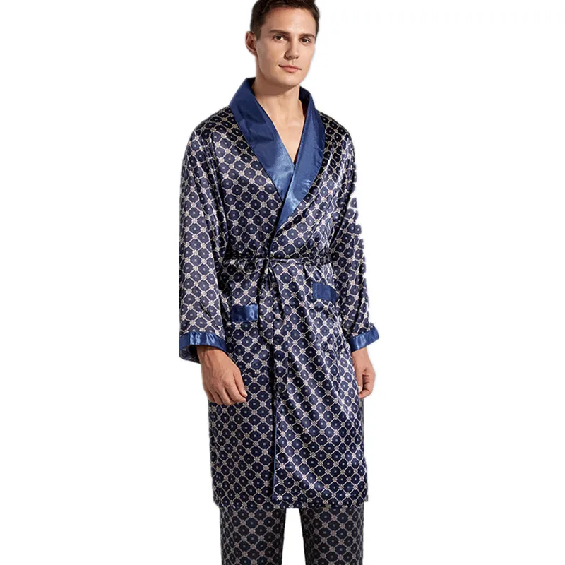 7XL Robe 1 pz o pantaloncini 1 pz due pezzi accappatoio pantaloni o 2 pz pantaloncini pigiama Set uomo Kimono raso di seta uomo Robes Sleepwear Set