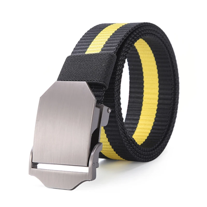 New 3.8cm Men Belt Striple Canvas Automatic Buckle Men's Belt Outdoor Casual Nylon Belt Tactical belt Sturdy Waistban 125cm