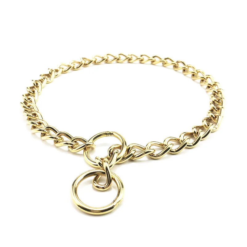 HQ BC01 Classic Show Quality Strong 100% Solid Brass Dog P Chain Leash Collar Special For Middle Giant Pets 45-65CM Long