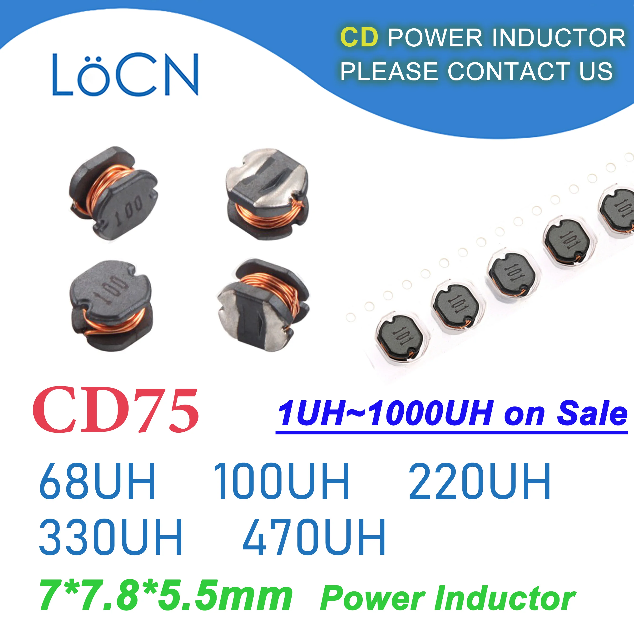 500Pcs 1000Pcs CD75 SMD Power Inductor 68UH 100UH 220UH 330UH 470UH Patch Inductors High Quality 1UH ~ 470UH 7x7.8x5.5mm