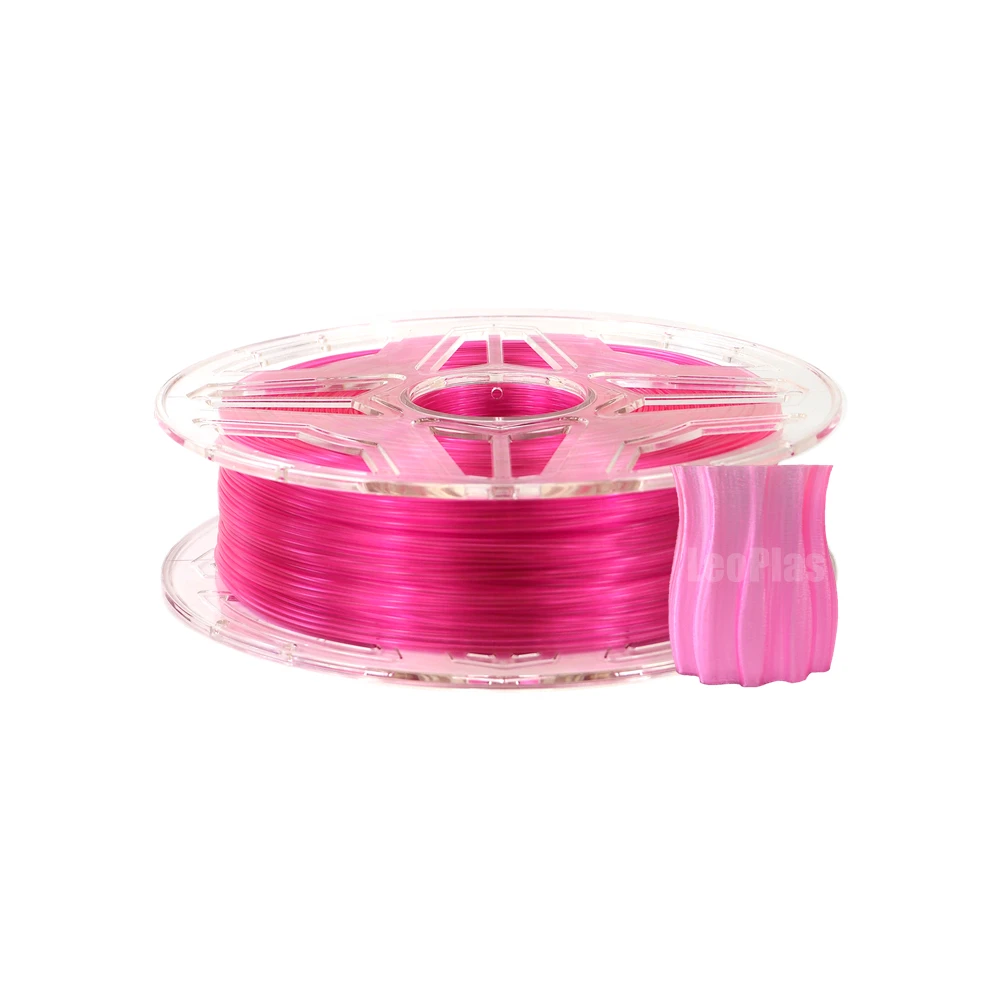 LeoPlas Clear Pink PETG Filament 1.75mm Transparent 1kg For 3D Printer Consumable Printing Supply Plastic Material