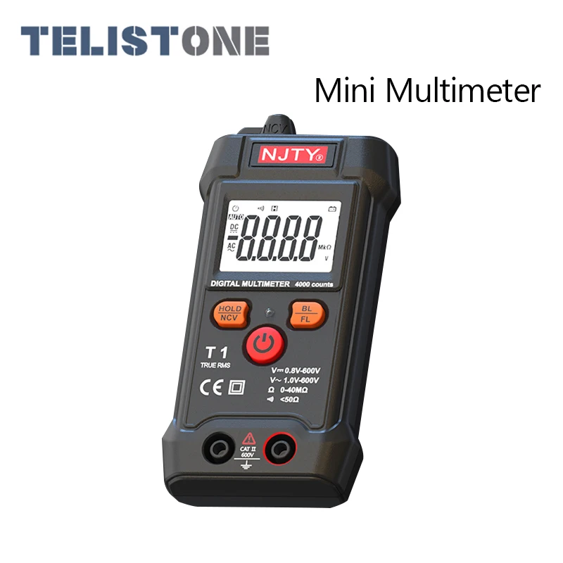 Inteligentny multimetr cyfrowy 4000 zlicza Mini Tester motoryzacyjny True RMS NCV 600V AC DC Tester napięcia przenośny miernik elektryczny
