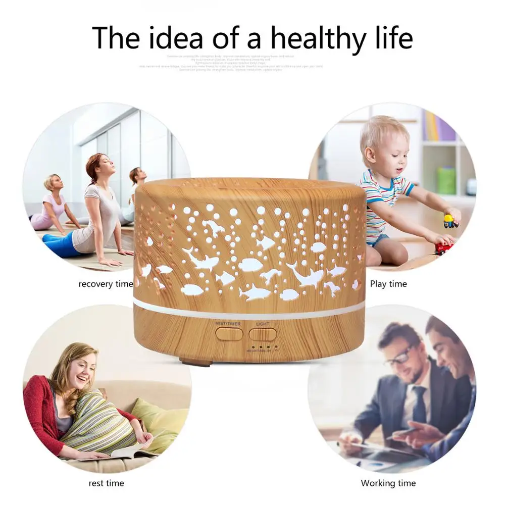 700ml Wood Grain Aroma Diffuser Home Humidifiers Color Light Essential Oil Diffuser Aromatherapy Electric Oil Difusor