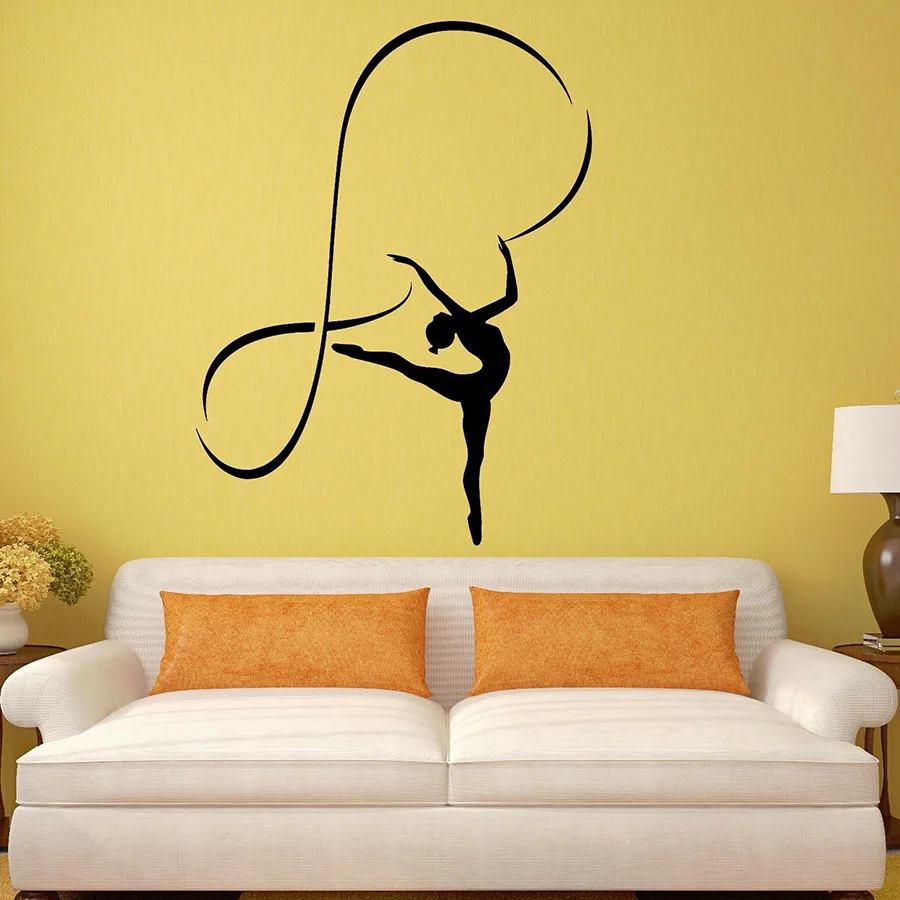 Wall Decal Rhythmic Gymnastics Sports Sexy Girl Vinyl Stickers Window Glass Mural Home Decor Girls Bedroom Gymnasium S1267