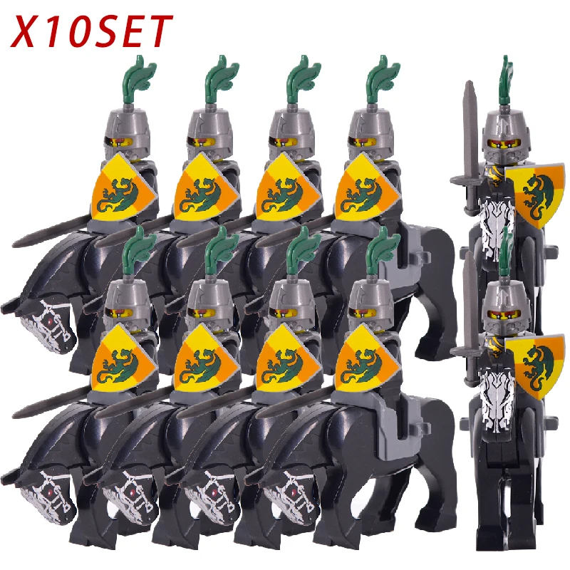 Middle Ages Medieval Roman Crusader Spartan Knight Warriors Warhorse Figures Building Blocks Bricks Castle Toys For Children