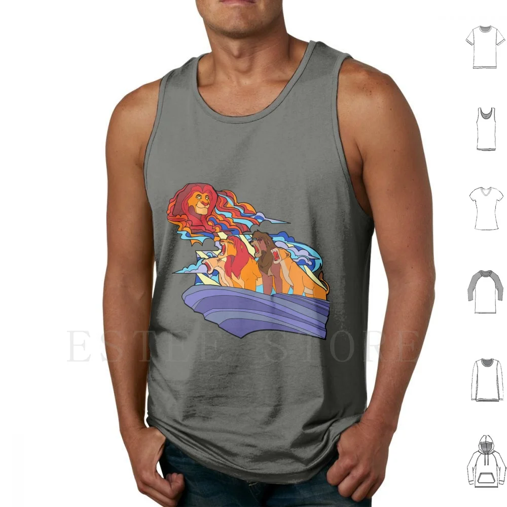 Camisetas sin mangas sin título, chaleco sin mangas del Rey León Simba Nala Kovu Kiara Pride Mufasa, nubes unidas, rugido, León rugiente, gato, tigre