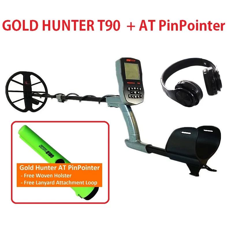 

Gold Hunter T90 Gold Metal Detector Underground Metal Detector Depth Treasure Hunter Waterproof Metal Detector PinPointer