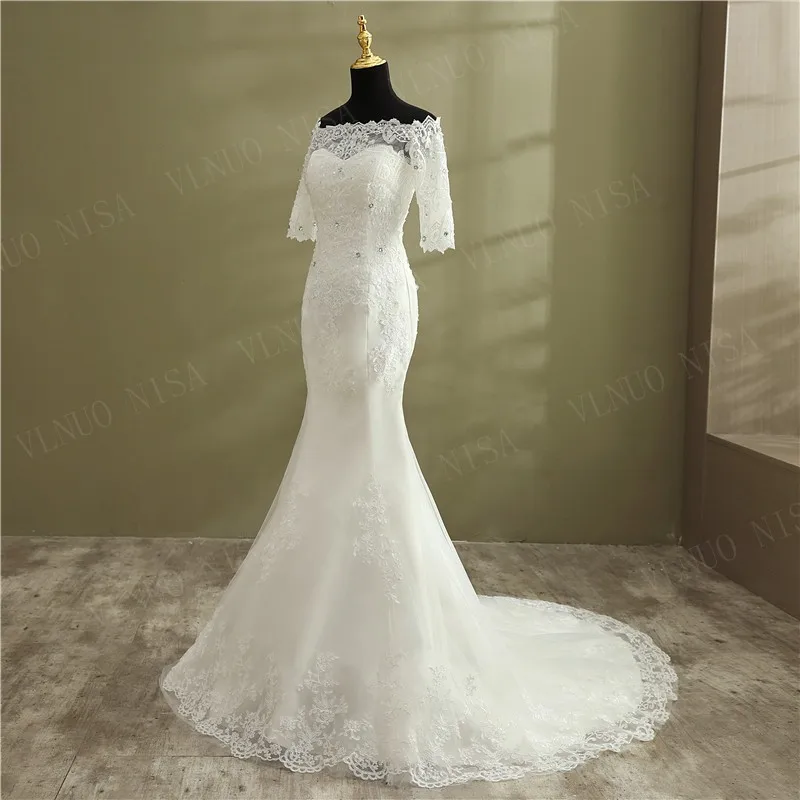 Robe de mariée sexy en dentelle avec des appliques de fleurs, robe de mariée élégante, robe de mariée avec des manches de sirène pour les patients, tout ce qui est beau, 2021