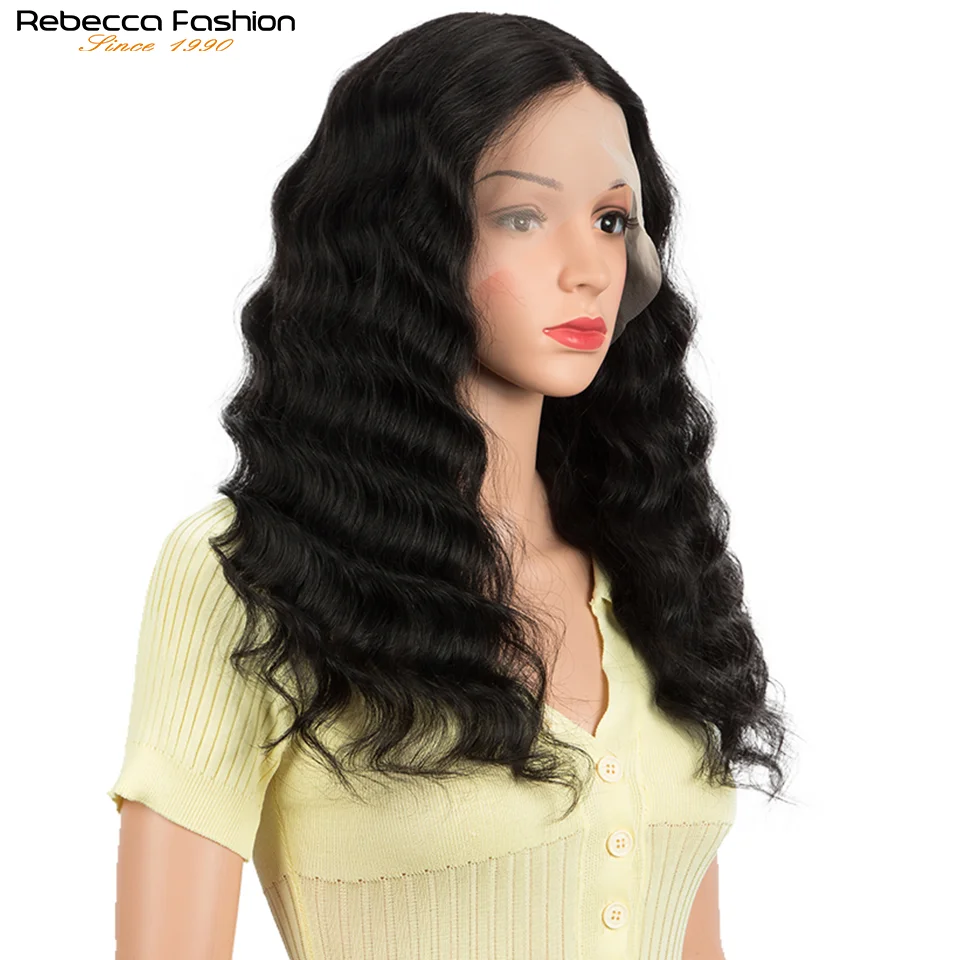 Perruque Lace Front Wig Remy Deep Wave 13x1, cheveux naturels, pre-plucked, naissance des cheveux, pour femmes